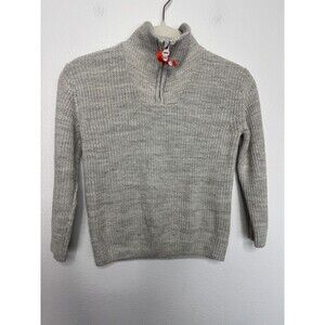 H&M Kids 5T Half Zip Cable Knit Sweater Gray Mock Neck Long Sleeve Cotton